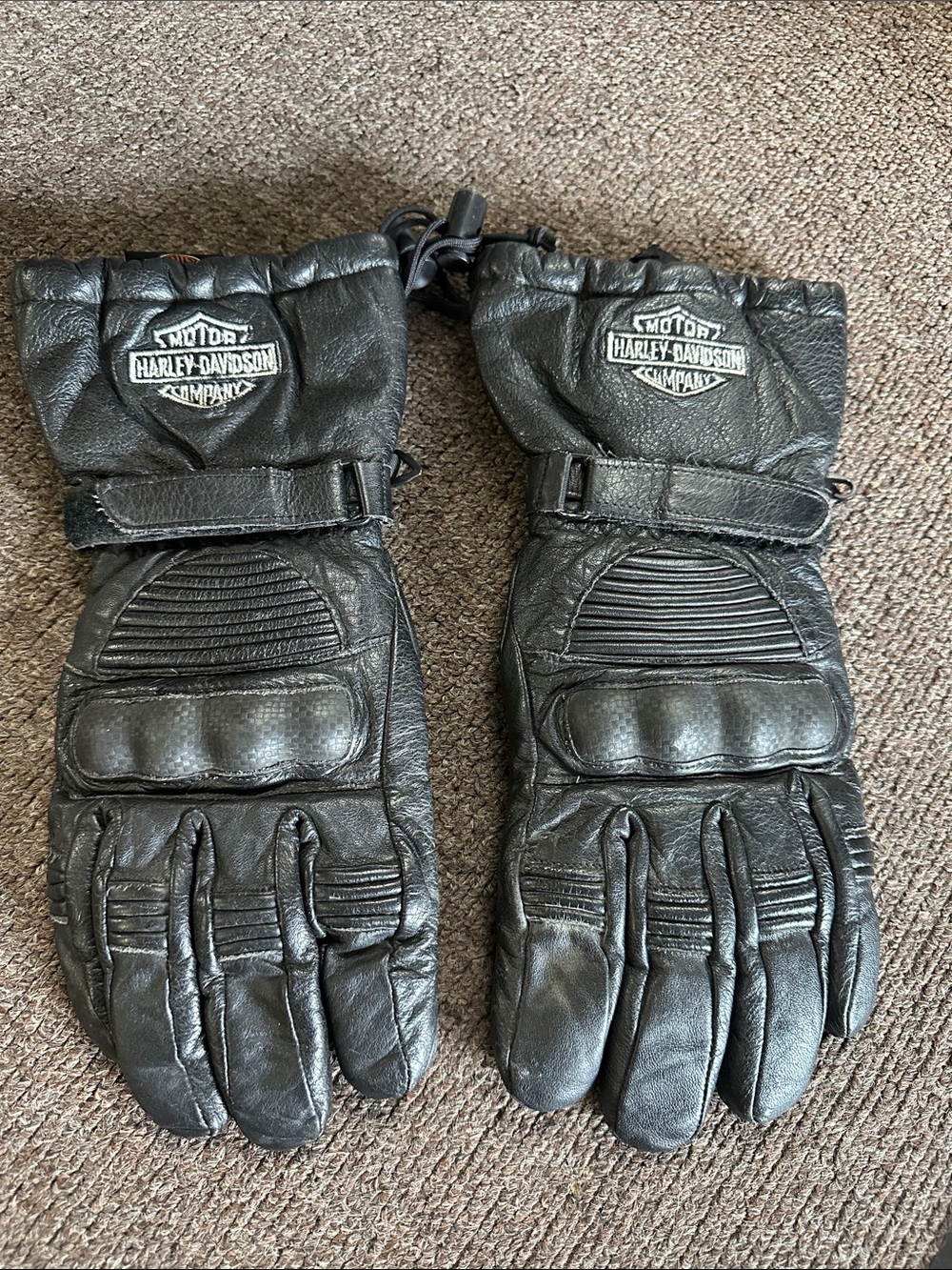 Harley-Davidson Black Leather Riding Gloves with Embroidered Logo